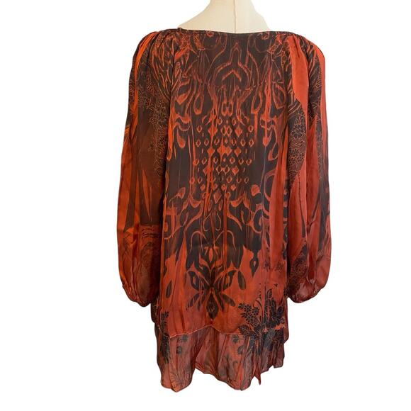 CATO Y2K Boho Blouse Top Womens Size 14 /16W Sinister Whimsgoth Bat Wing Shirt - Picture 2 of 9